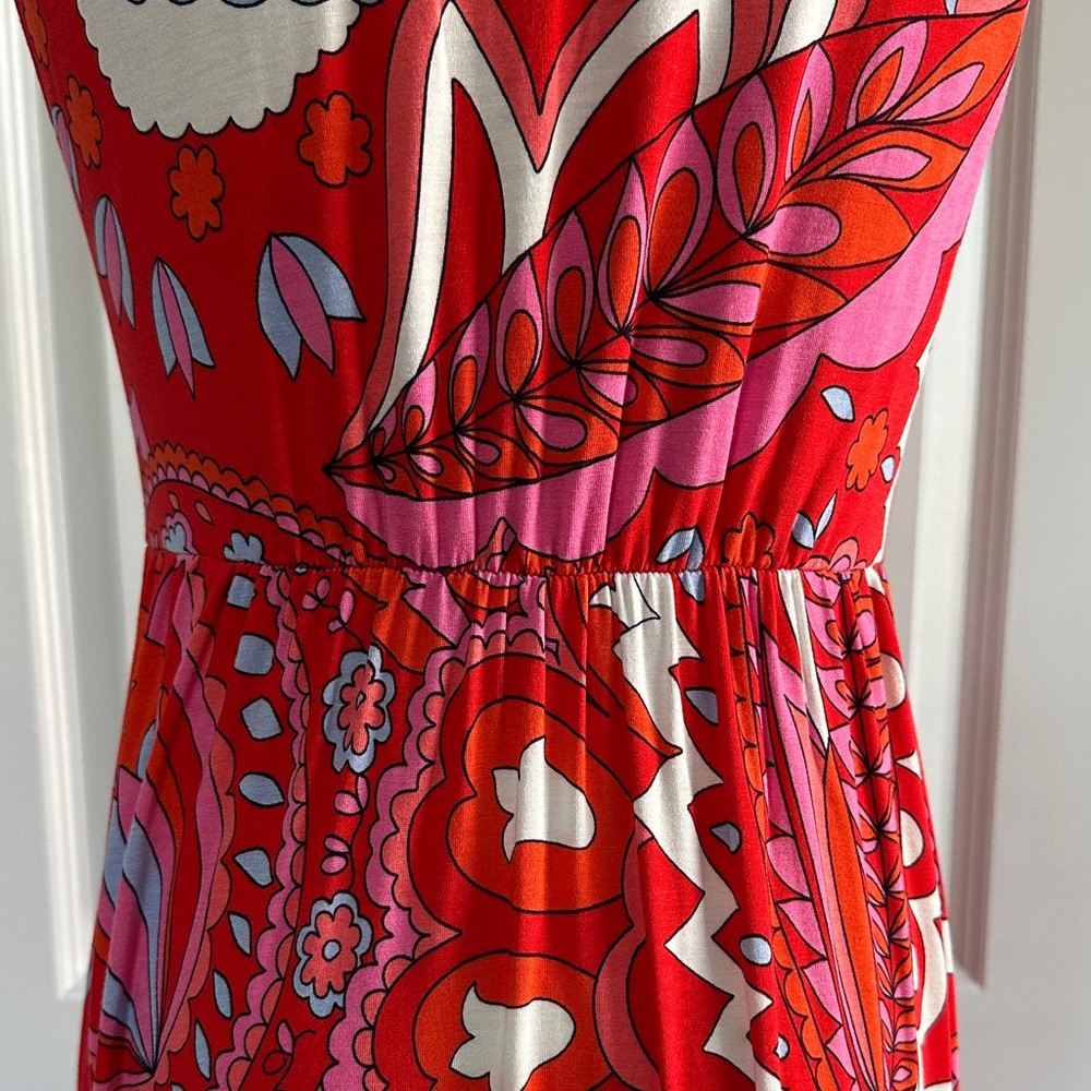 Boden Sleeveless Paisley Jersey Maxi Dress Sylvia Flame Scarlet Tier Size 4 - Picture 10 of 17